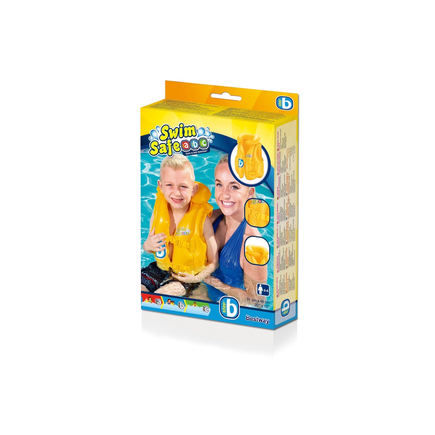 Badväst för småbarn med uppblåsbar krage, 3-6 år