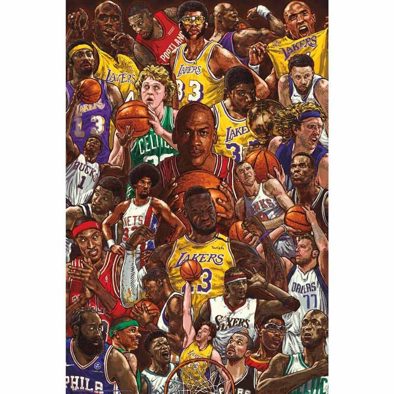 Basketball Superstars Väggkonsttryck, 24x36 tum