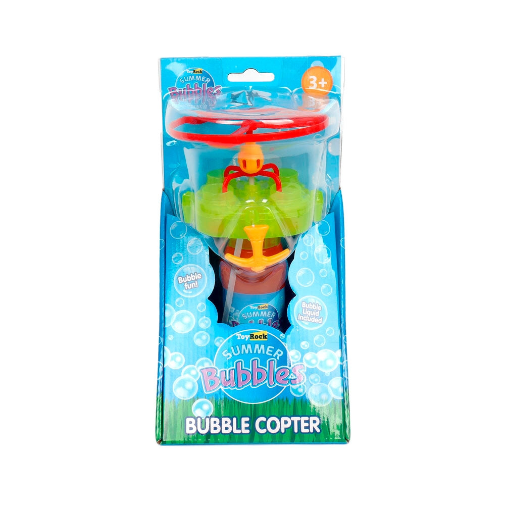 Bubbelhelikopterleksak med avfyrningsraket och bubbelflaska