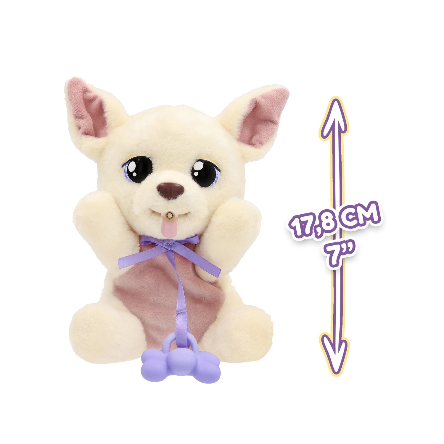 Chihuahua plyschleksak med filt och flaska, 18 cm