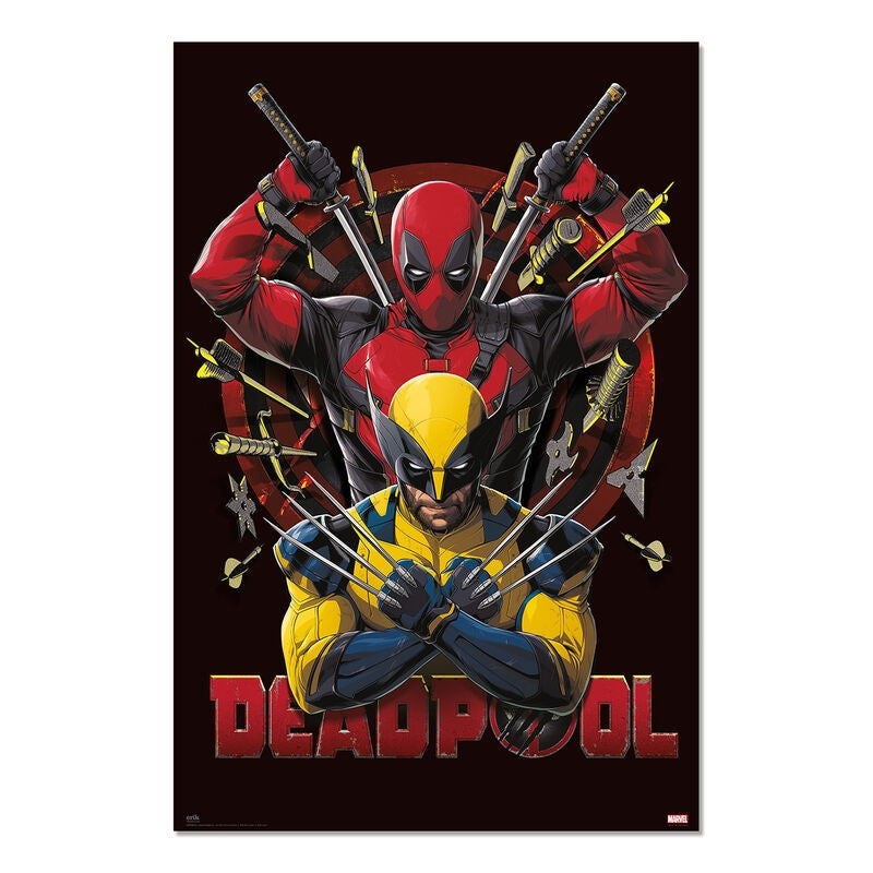 Deadpool och Wolverine komisk konstaffisch, 24x36 tum