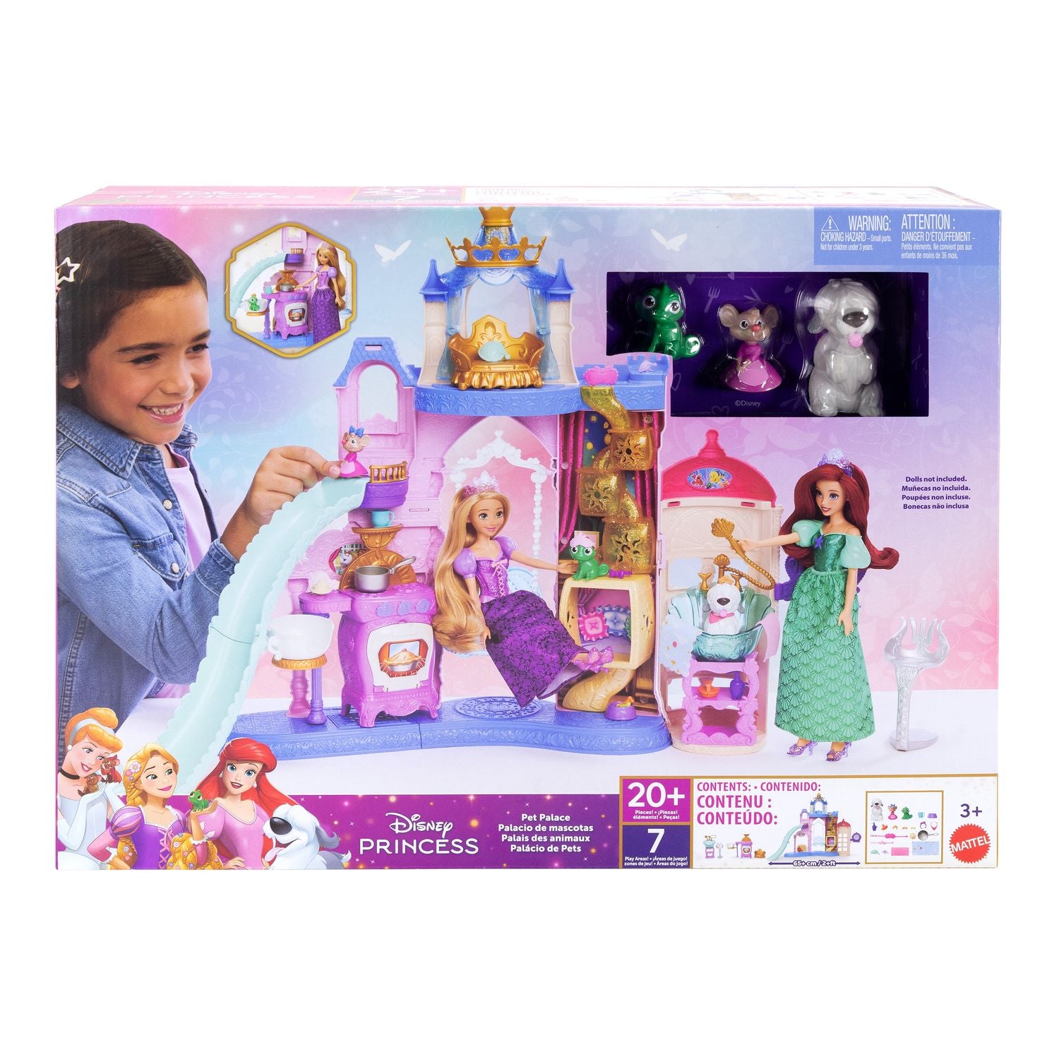 Disney Princess Husdjursslott med 3 djurvänner och 20 tillbehör