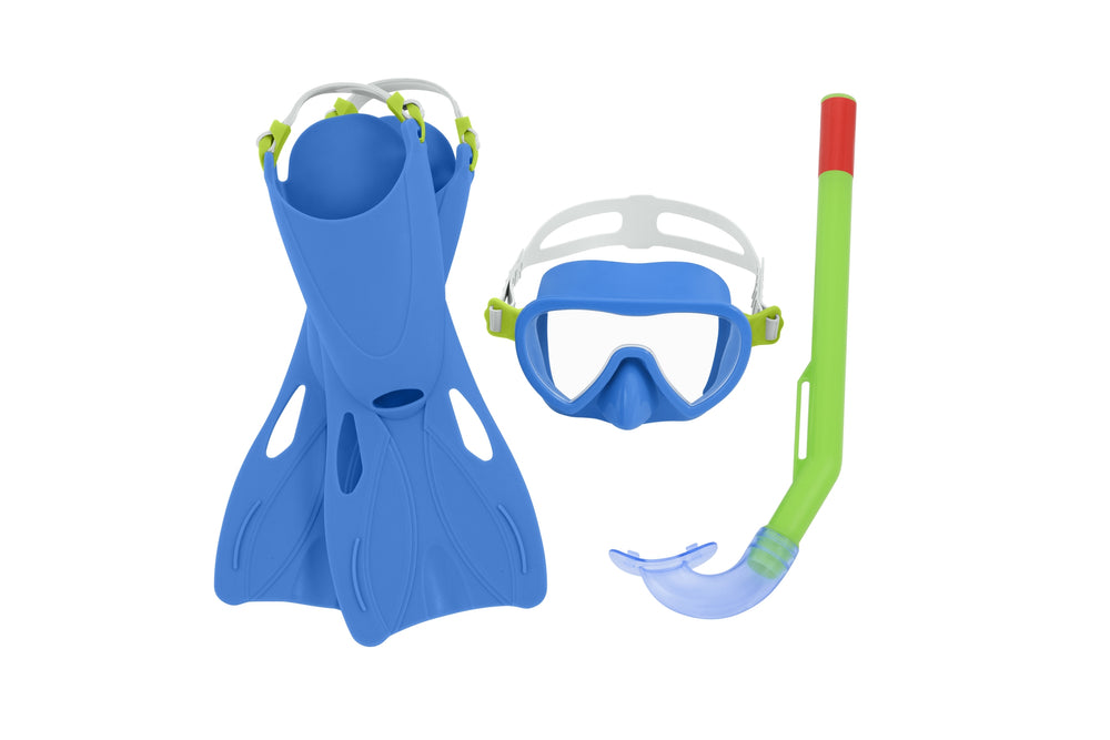 Dykning Set Blå Mask, fenor, Snorkel
