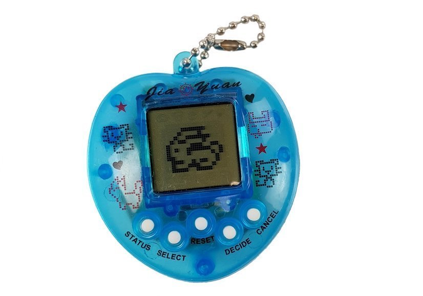 Elektroniskt Tamagotchi-spel, blått med kort kedja