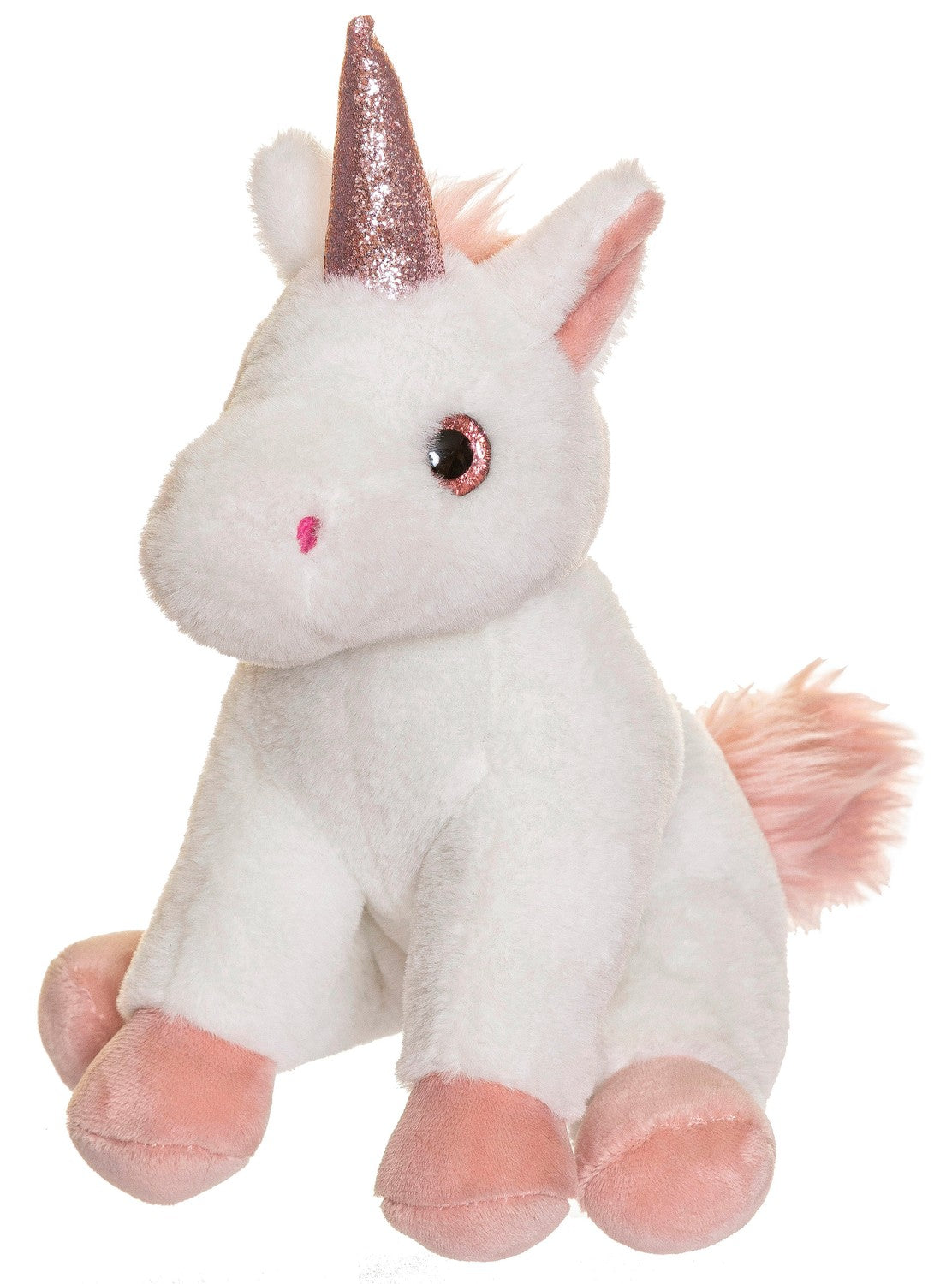 Enhörningsplyschleksak, Vit, 25 cm, Glittrigt Horn