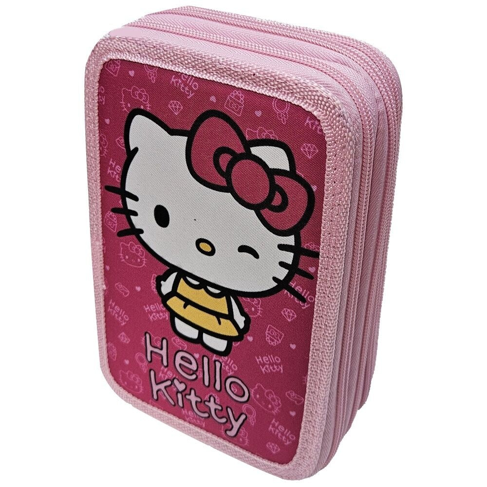 Hello Kitty trippelt pennfodral för skola, kontor eller resor