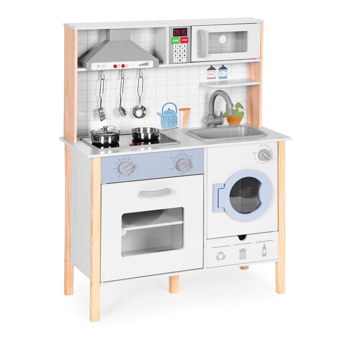 Kids Play Kitchen med ljud, LED, ugn, tvättmaskin och tillbehör ECOTOYS