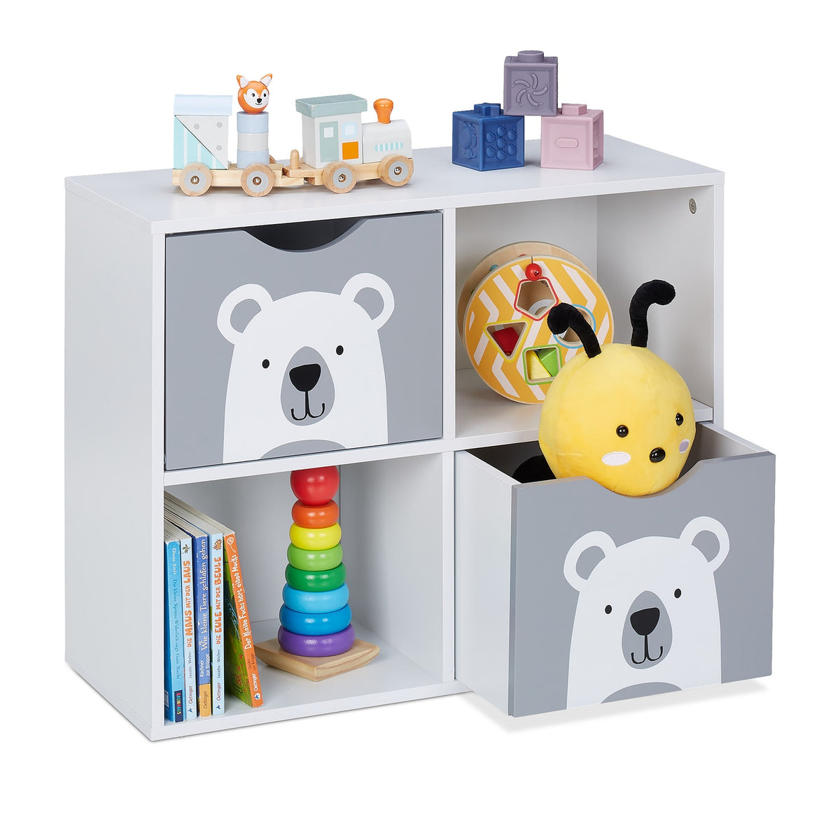 Leksaksförvaringshylla med 4 fack, Bear Design
