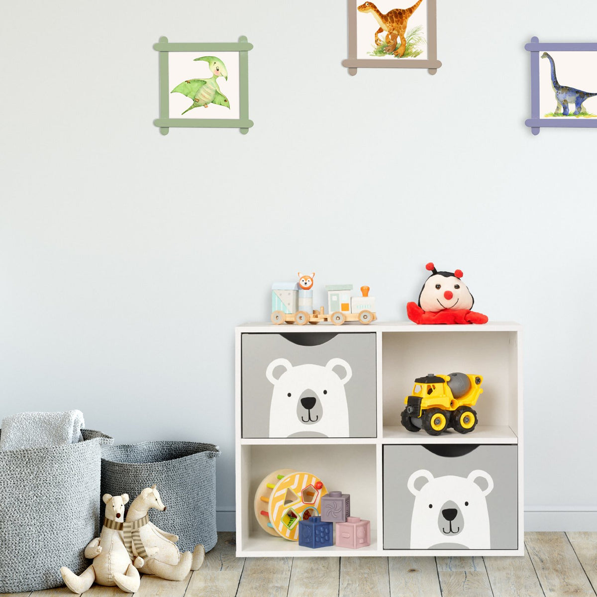 Leksaksförvaringshylla med 4 fack, Bear Design