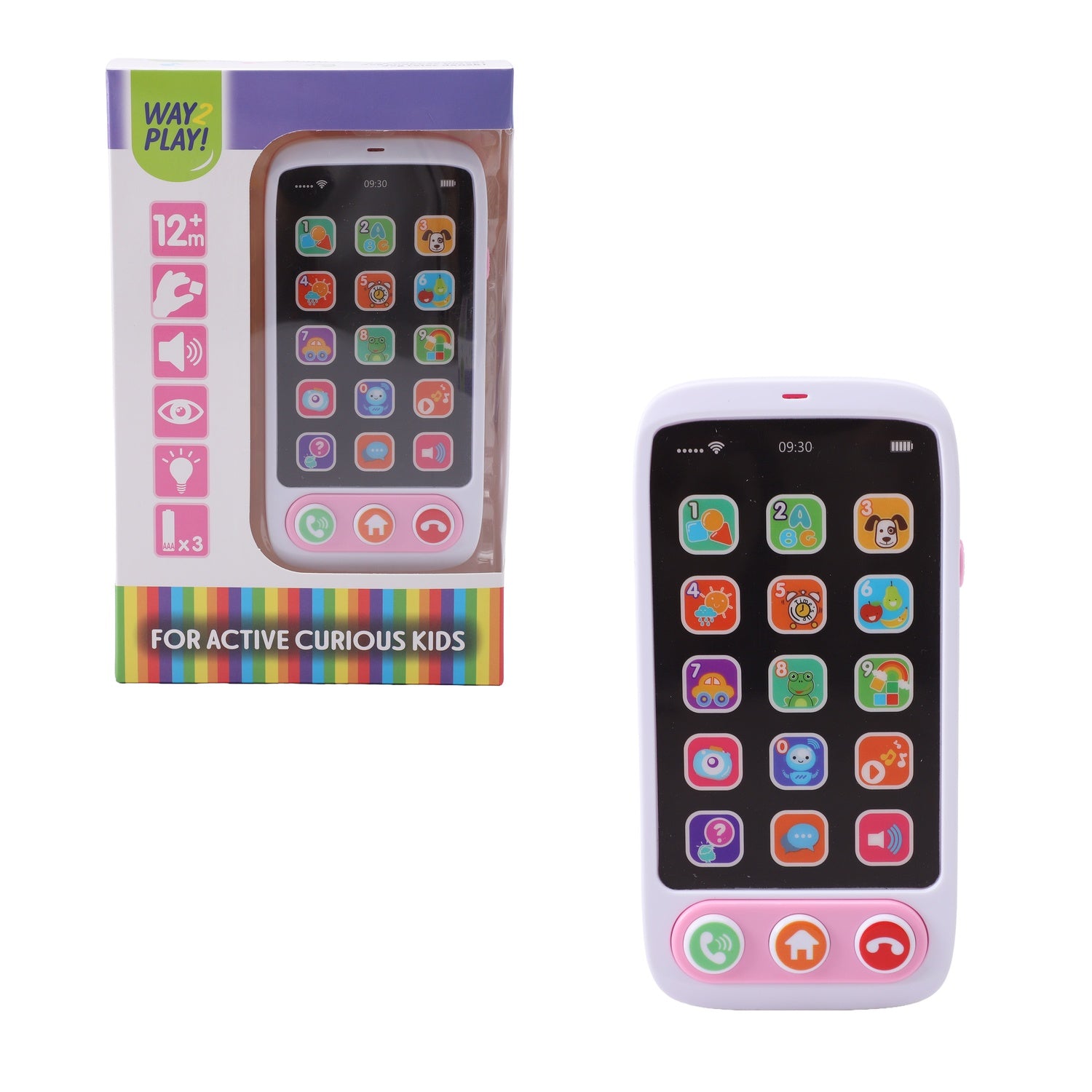 Leksaks-smartphone för barn, flerspråkig, ljuseffekter