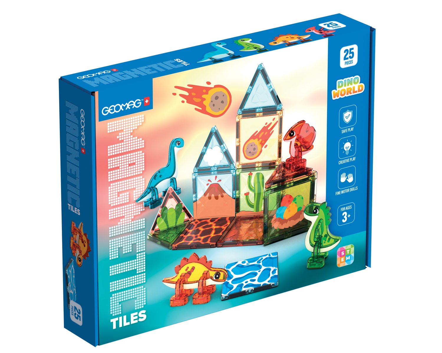 Magnetisk dinosaurievärldsset, 25-delars plattor för barn