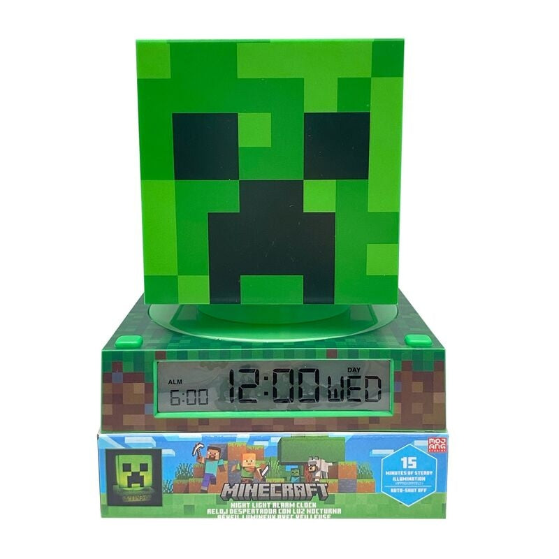 Minecraft 3D-lampa med väckarklocka och LED-ljus