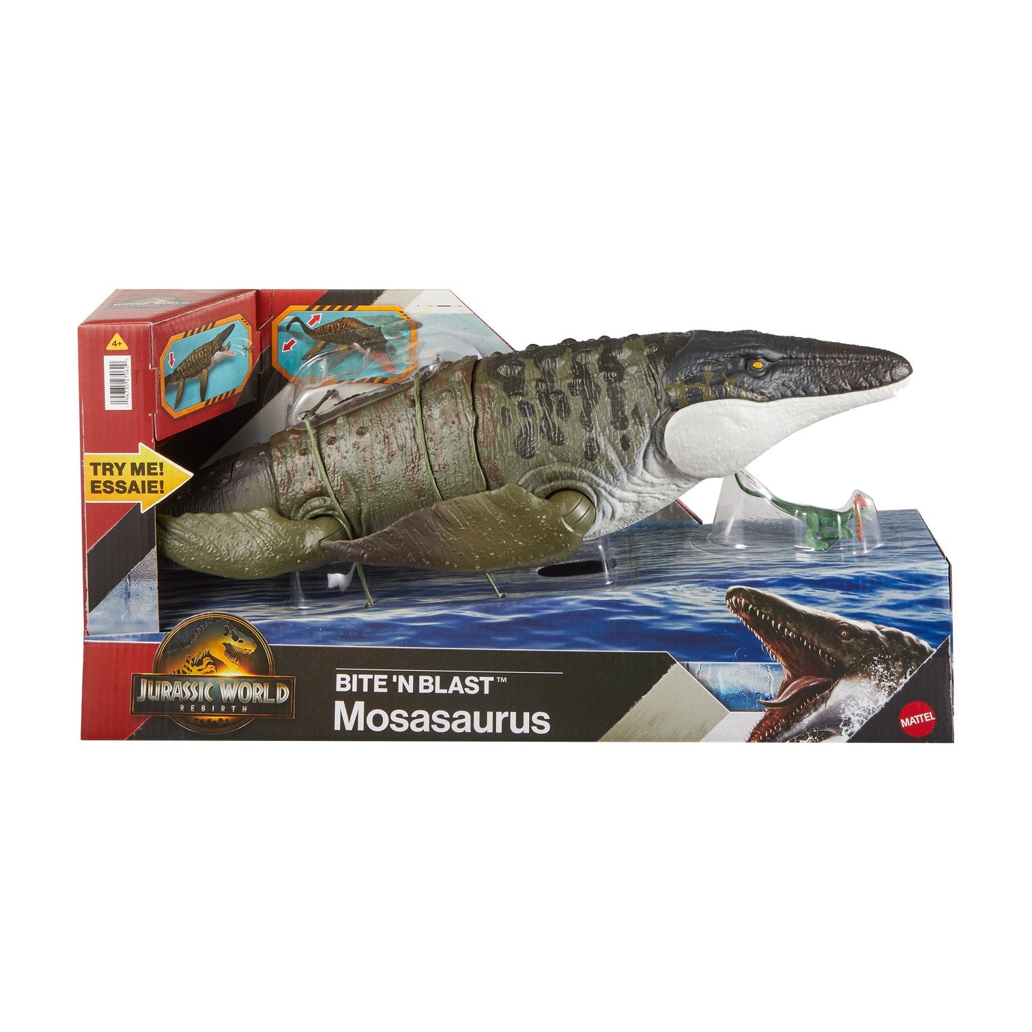 Mosasaurus dinosaurieleksak, rörliga käkar, 45 cm