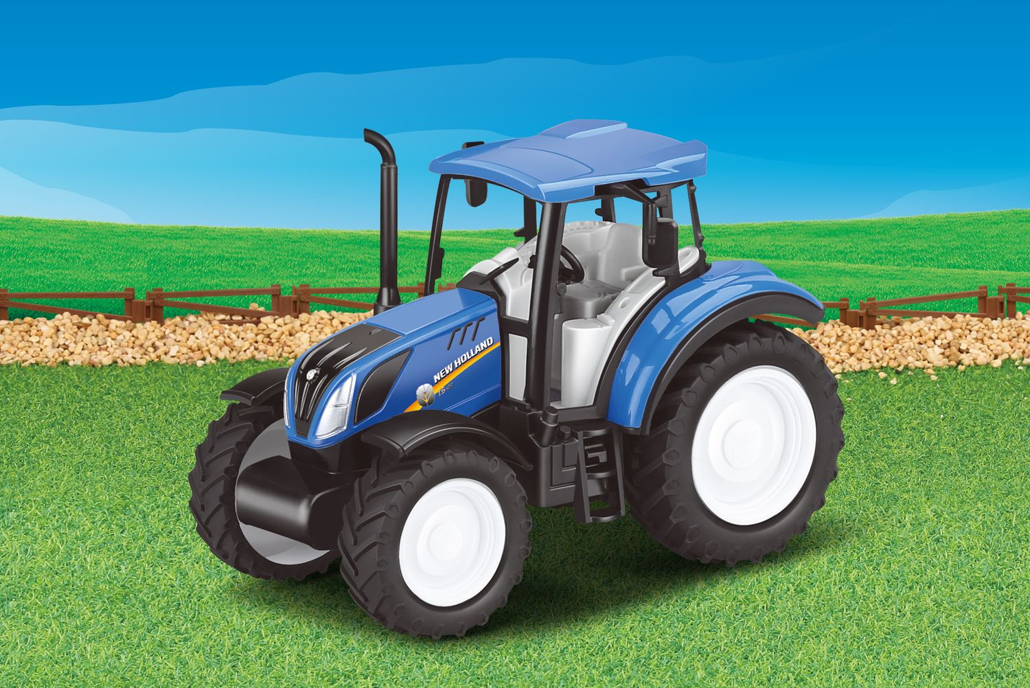 New Holland T5 Traktorleksak Skala 1:32, 13 cm