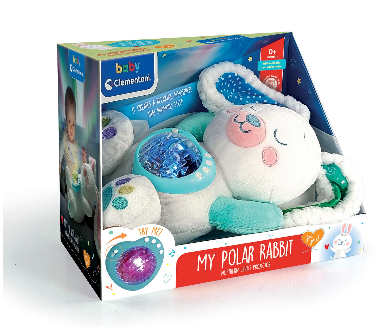 Norrskens-kaninplysch med lugnande ljud