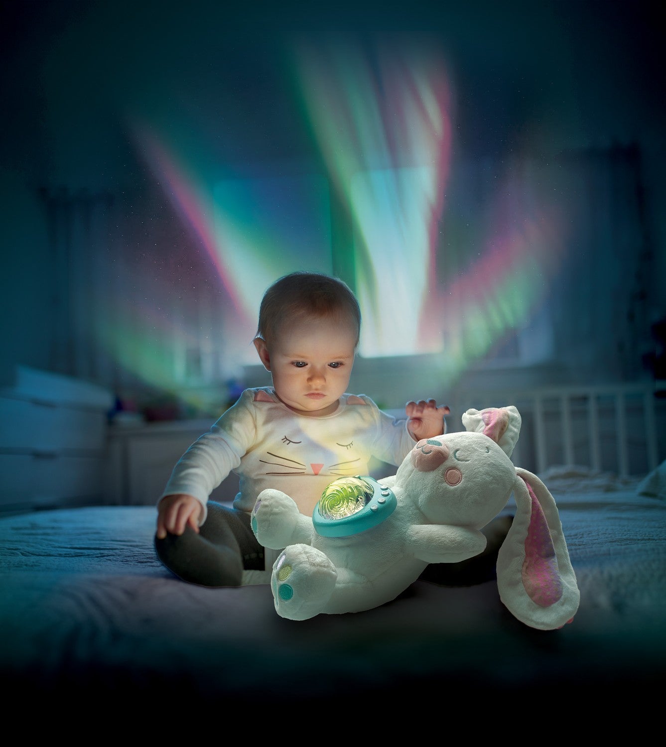 Norrskens-kaninplysch med lugnande ljud