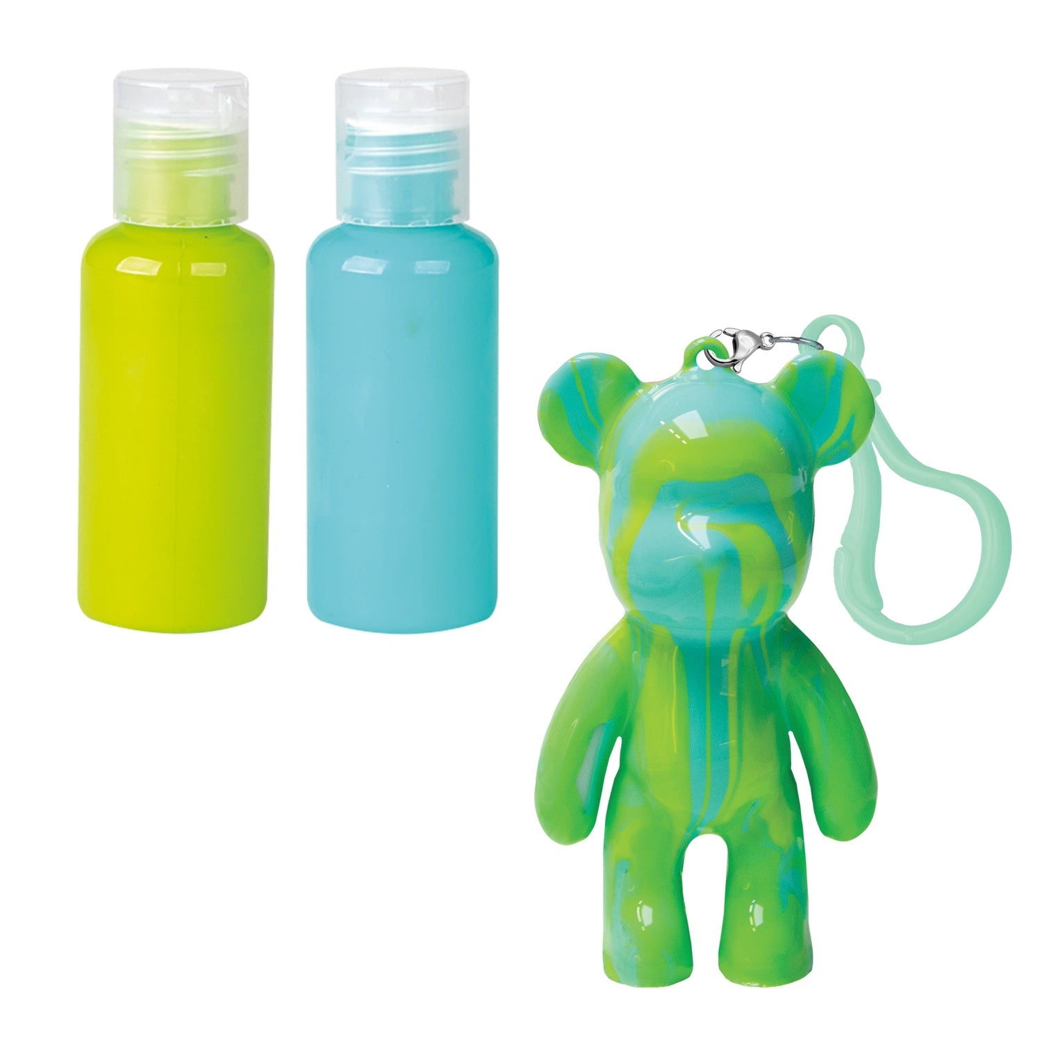 Nyckelringssats i marmor, björnformad, 6 delar, inkluderar färger