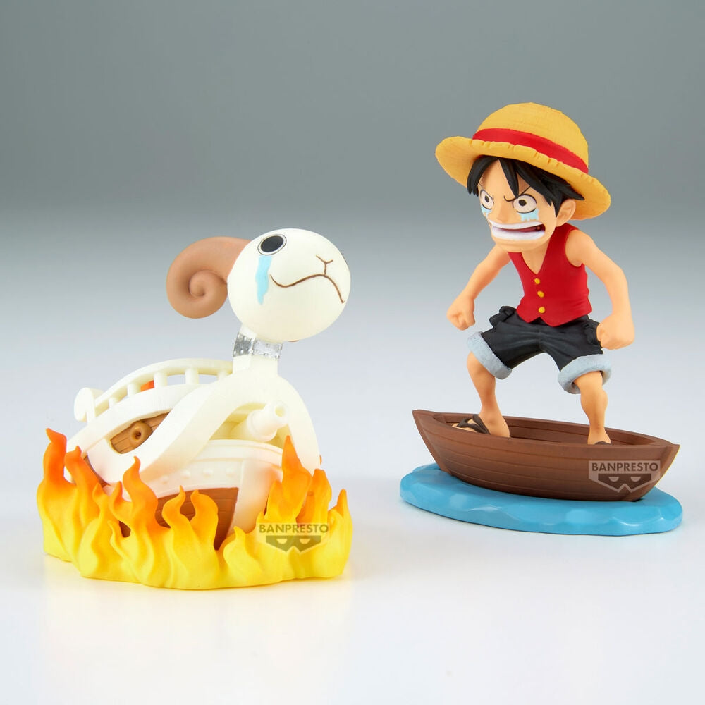 One Piece Luffy & Going Merry Figur, 8 cm samlarobjekt