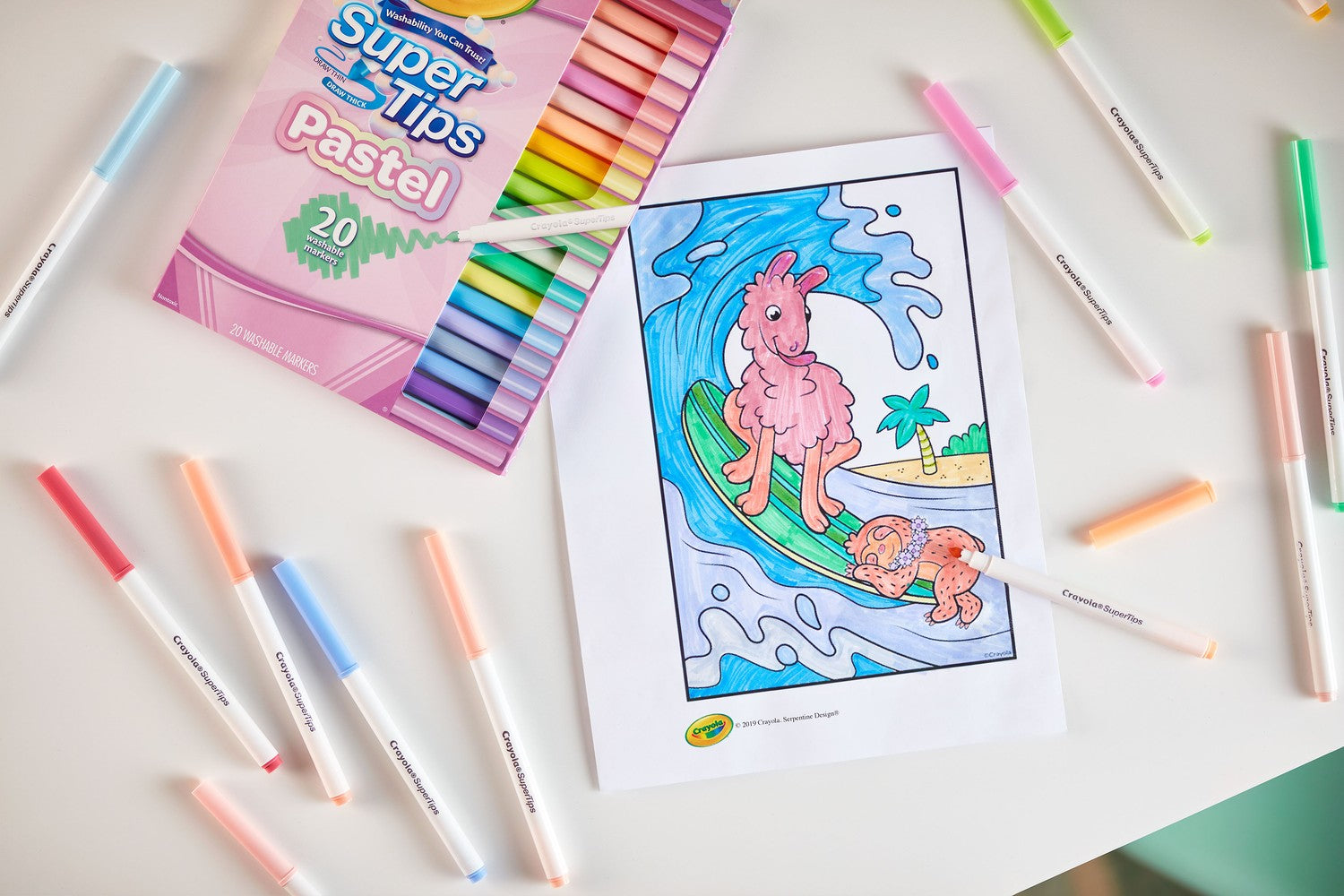 Pastellfärgade Supertips-pennor, 20 tvättbara färger för barn