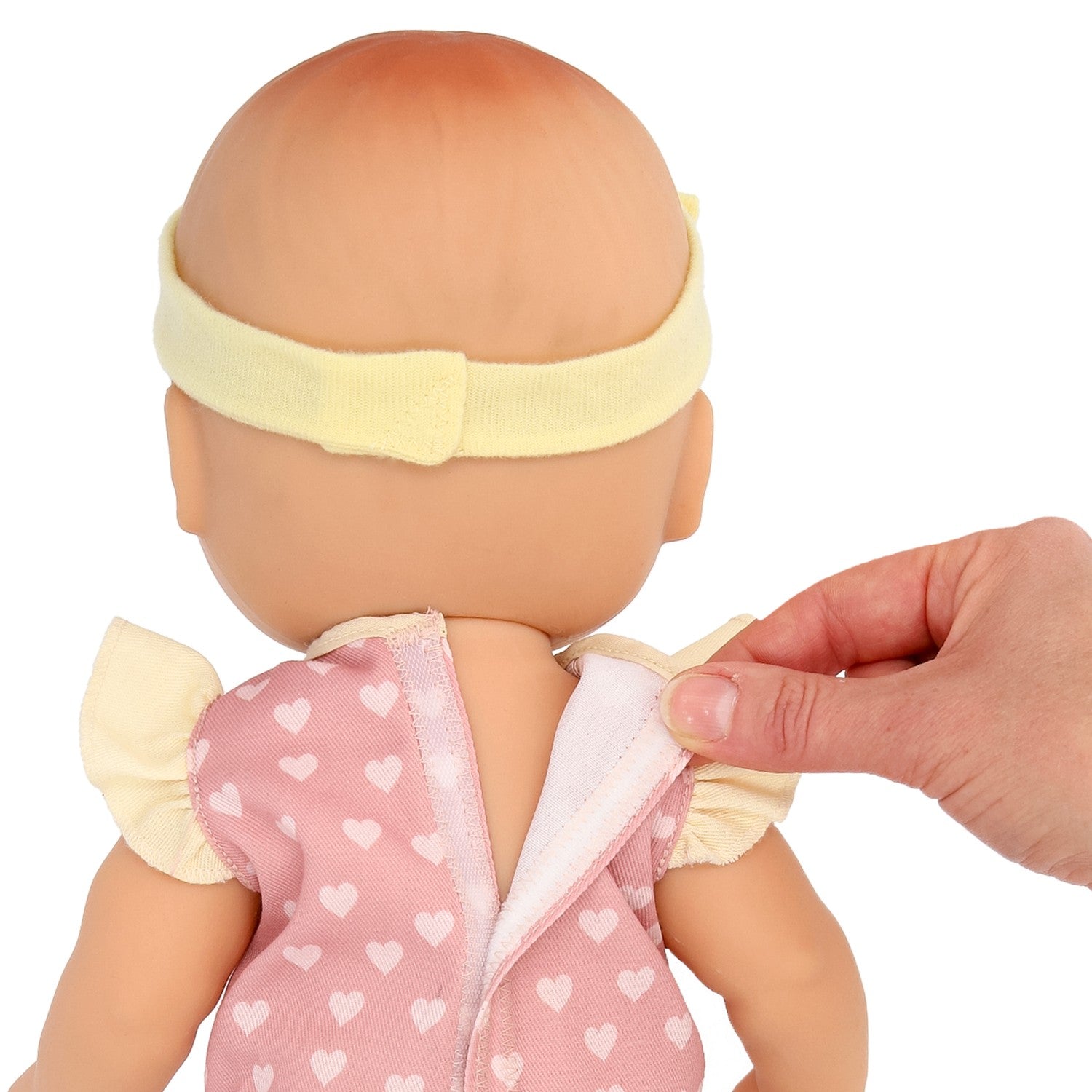 Realistisk babydocka, 38 cm, rosa outfit med tillbehör