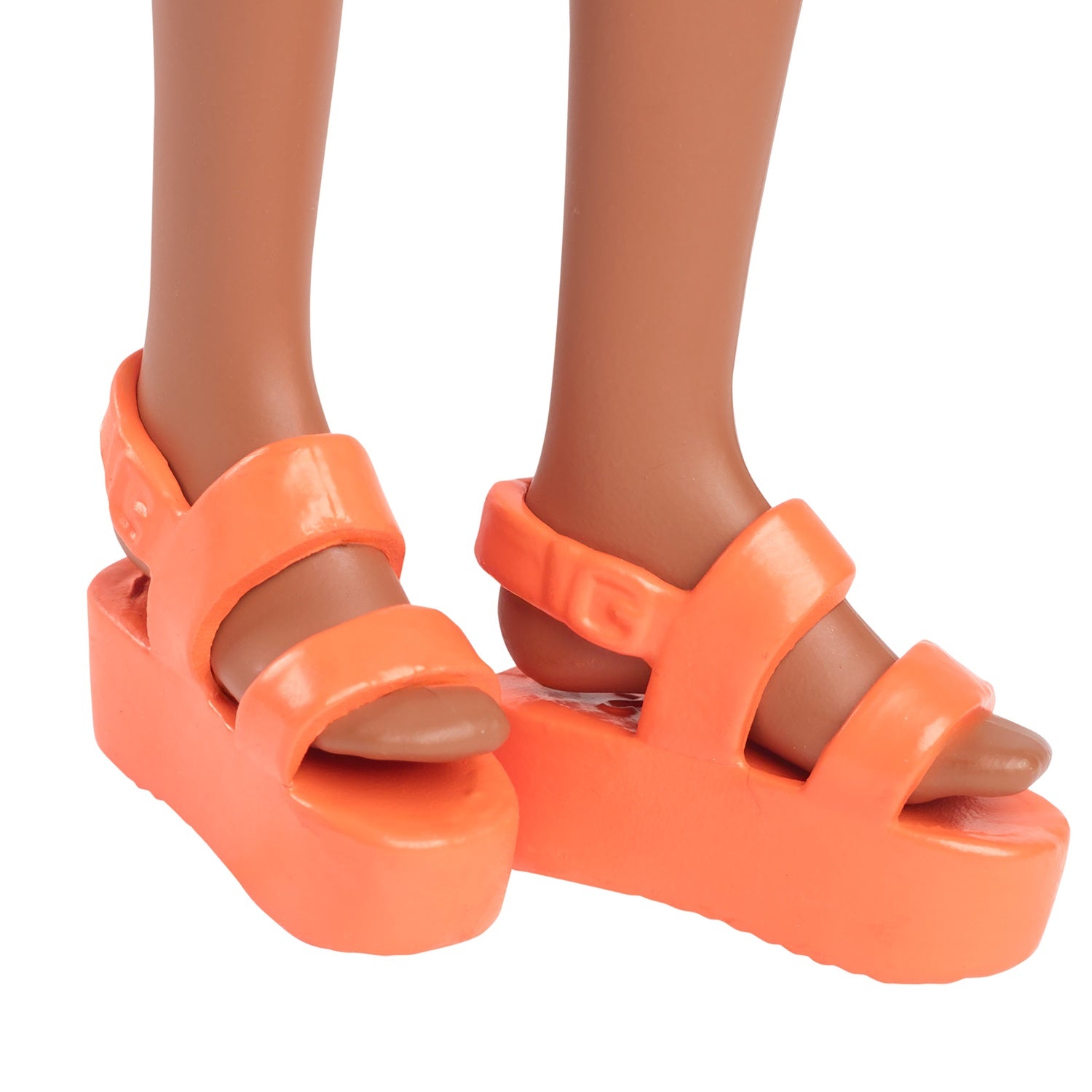 Rosa & orange rutig klänning med halsband och klackar