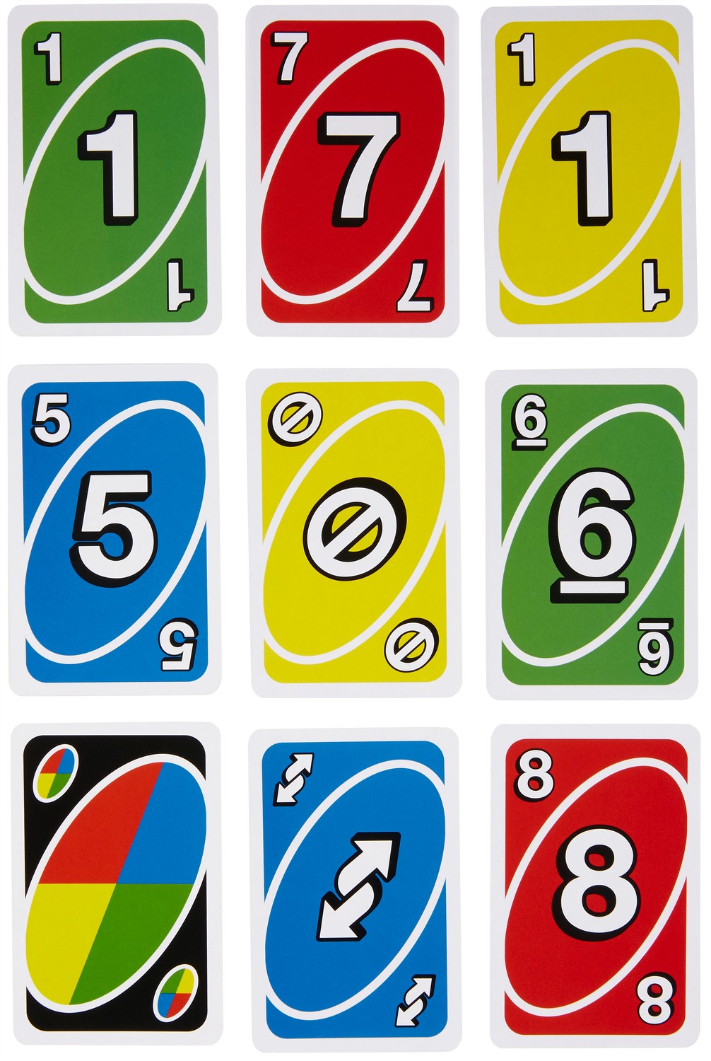 Snabbt UNO-kortspel med speciella actionkort