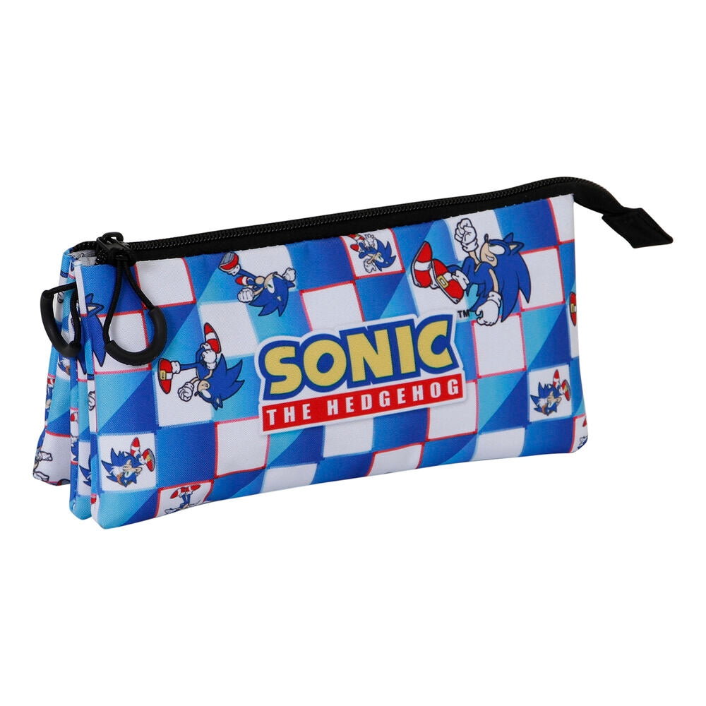 Sonic Blue Triple Pennfodral för skolmaterial