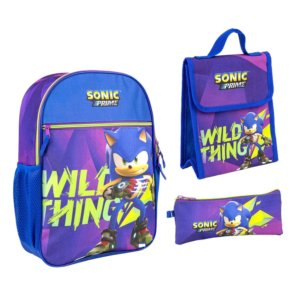 Sonic Prime Ryggsäck, Pennfodral, Lunchbox Set, 42cm