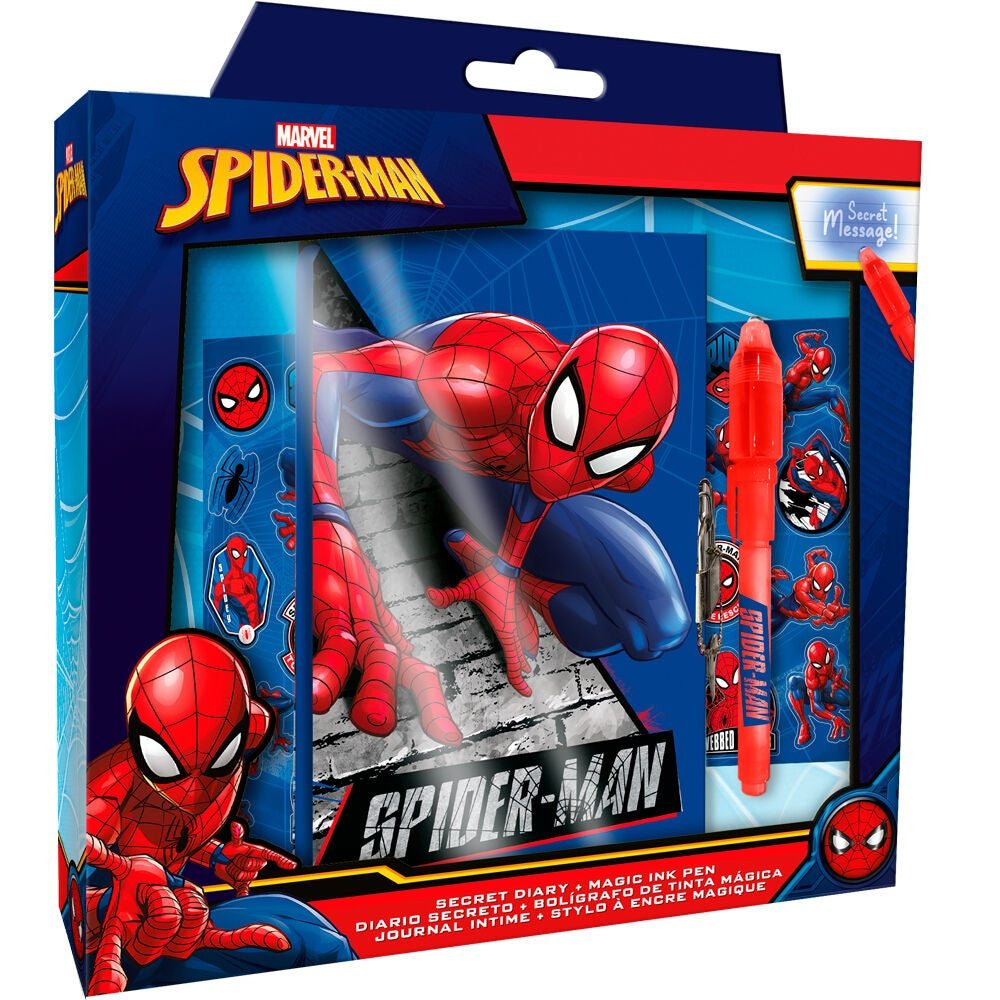 Spiderman-dagbok med magisk penna för barn