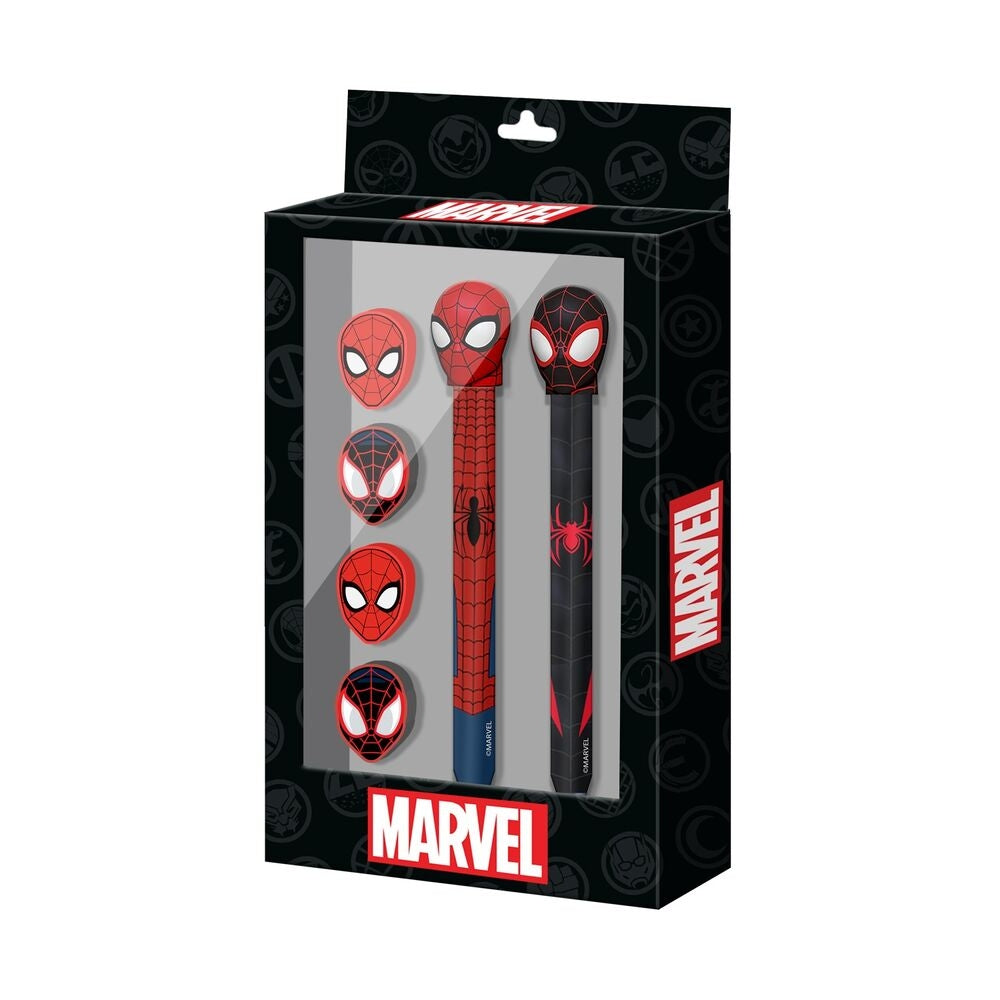 Spiderman-penna, penna och 4 suddgummi set för barn