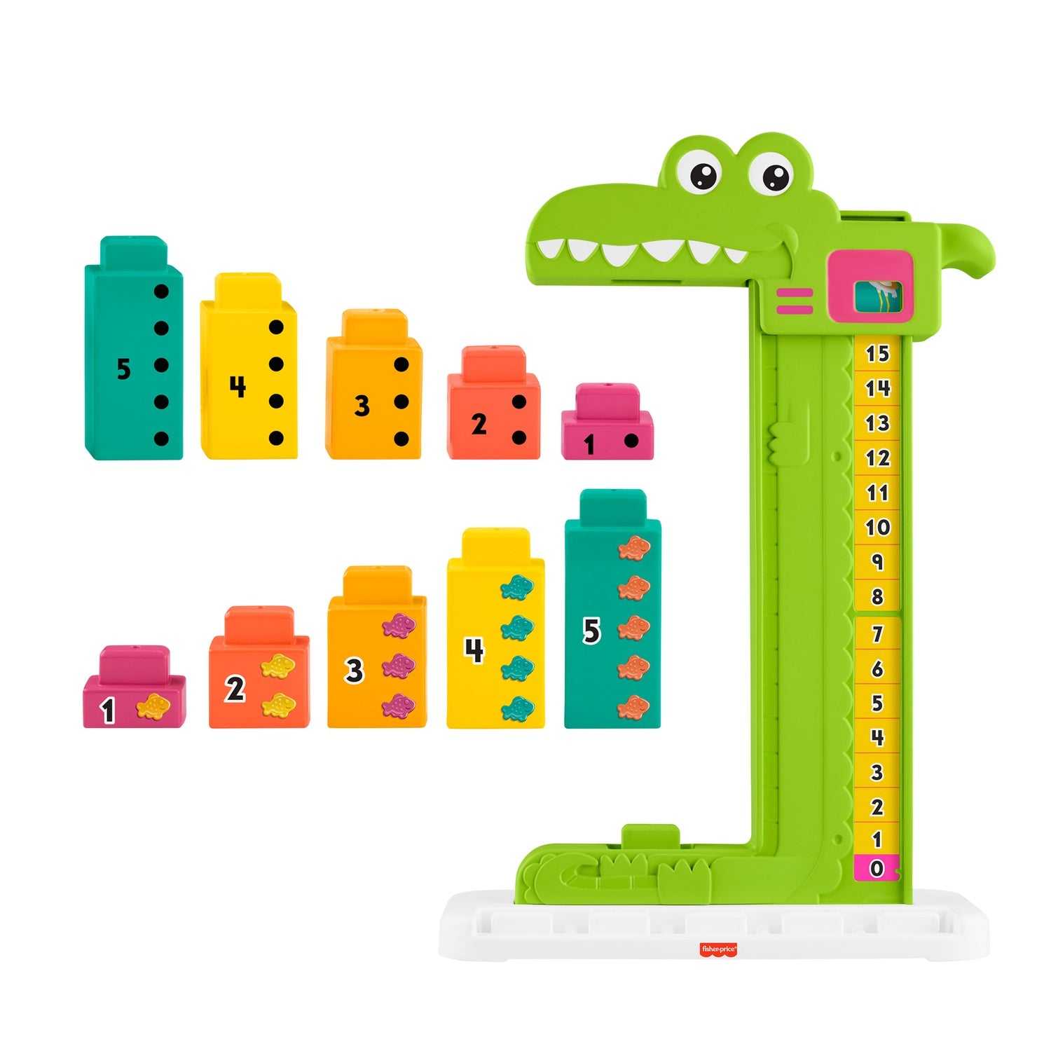 Stapelleksak med alligator, siffror och matematikinlärning, 38 cm