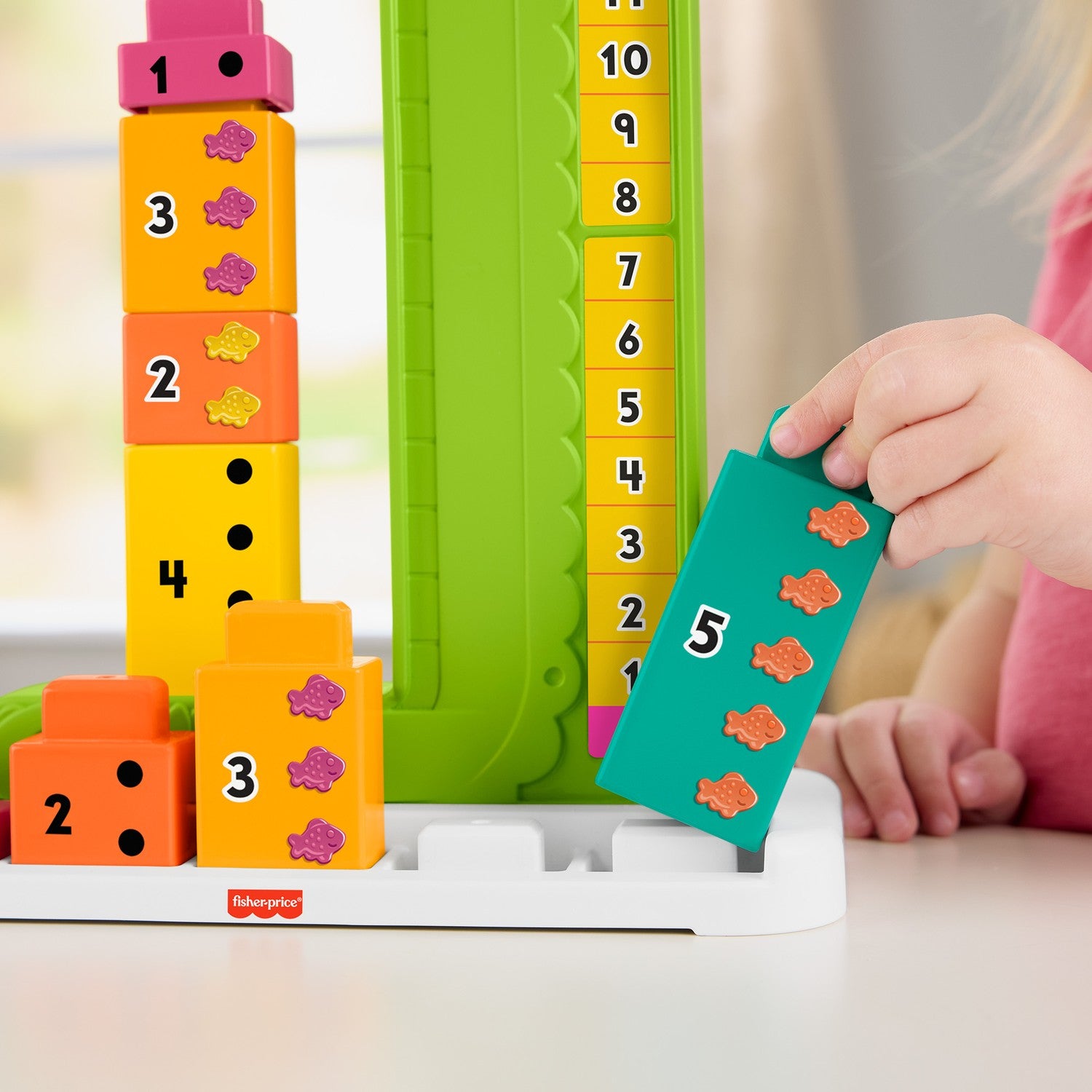 Stapelleksak med alligator, siffror och matematikinlärning, 38 cm