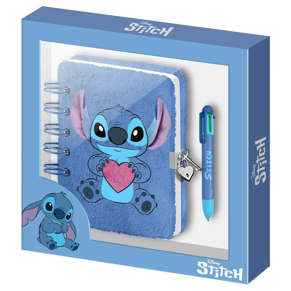 Stitch plyschdagbok med penna, söt design, perfekt för barn