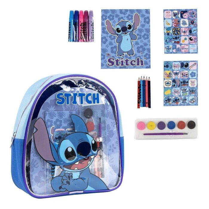 Stitch ryggsäck med brevpappersset för skolmaterial