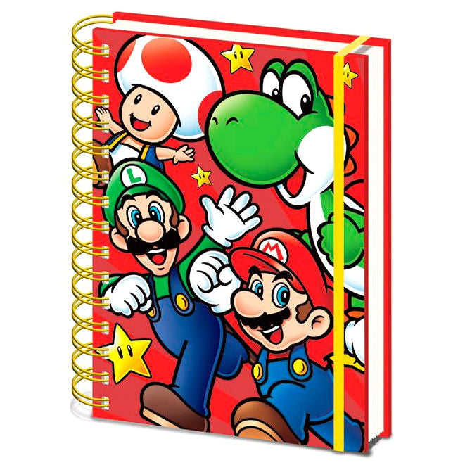 Super Mario Bros A5-anteckningsbok med fodrade sidor och hållbart omslag