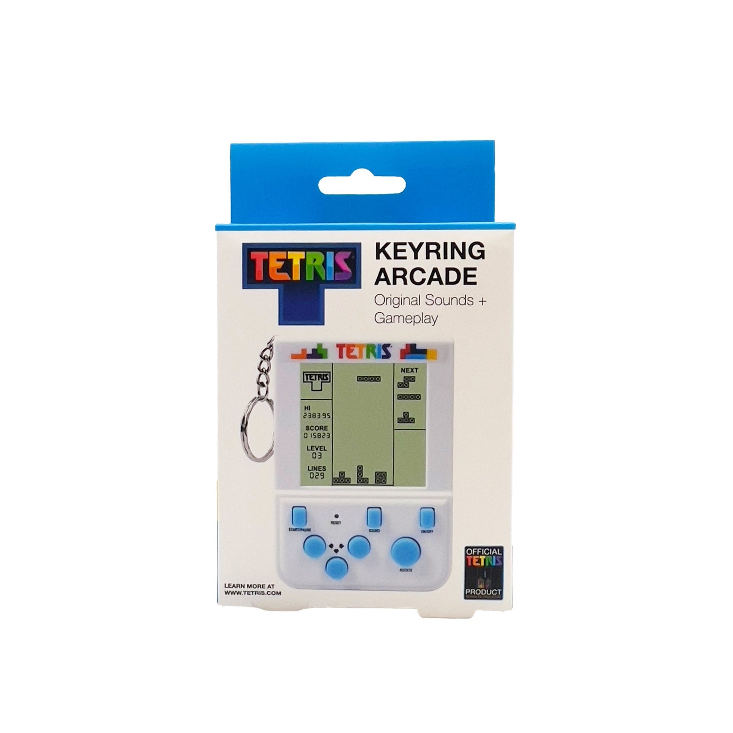Tetris arkadnyckelring med originella nivåer och ljud