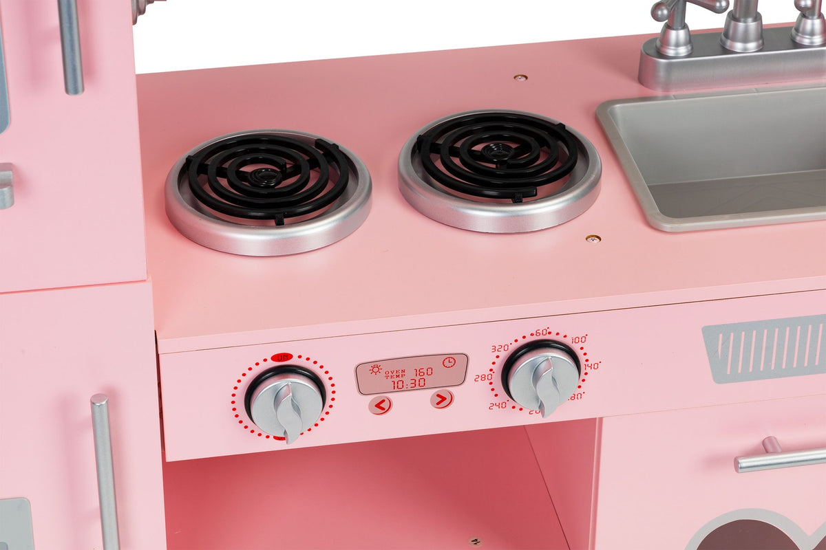 Trälekkök för barn med ljudeffekter, rosa