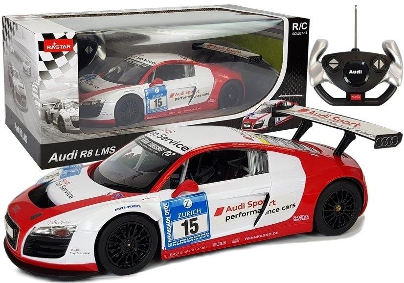 1:14 Audi R8 LMS R/C bil - Vit-röd, ljus, realistisk detalj