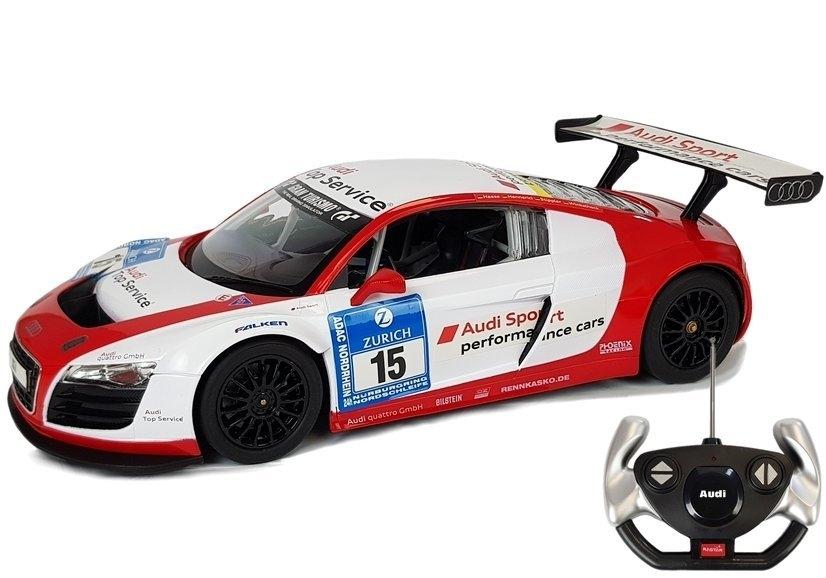 1:14 Audi R8 LMS R/C bil - Vit-röd, ljus, realistisk detalj