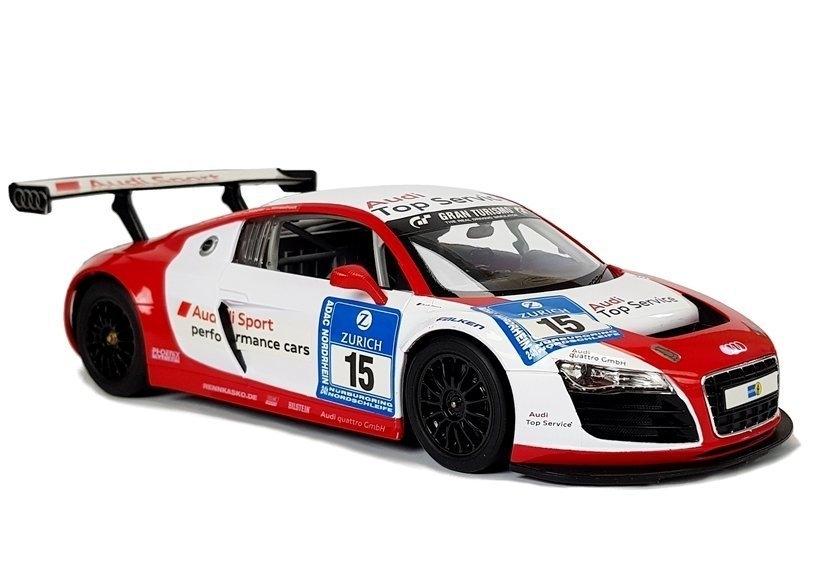 1:14 Audi R8 LMS R/C bil - Hvid-rød, lys, realistisk detalje