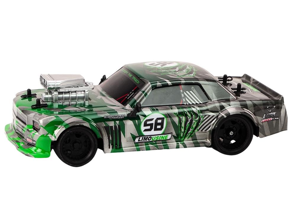 1:16 Green RC Drift Car med gummihjul och 2,4G-kontroll