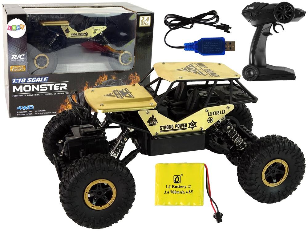 1:18 RC High Wheels Off-Road Car - Svart & Guld