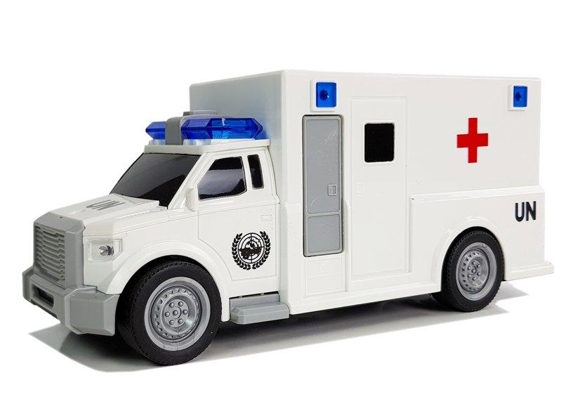 1:20 Friction Drive ambulance med lys og lyde til børn