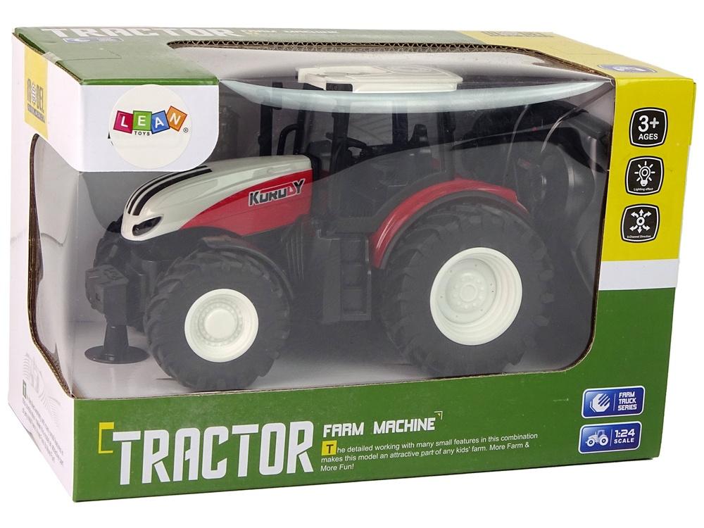 1:24 R/C traktor med lys og holdbar metalkonstruktion, 2,4 GHz kontrol