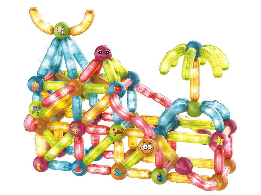 128-delad glödande magnetisk kulslidset för kreativ lek