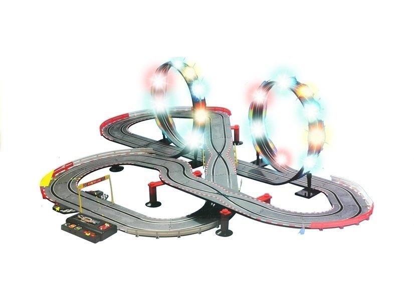 1:43 Slot Cars Race Track: Loops, LED-lys, Double Cars