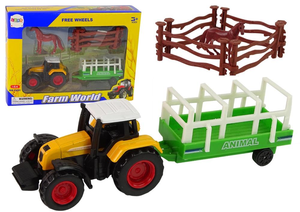 1:64 Farm Set - Kul med traktor, släp, häst och staket!