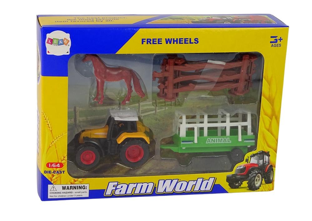 1:64 Farm Set - Sjovt med traktor, trailer, hest og hegn!