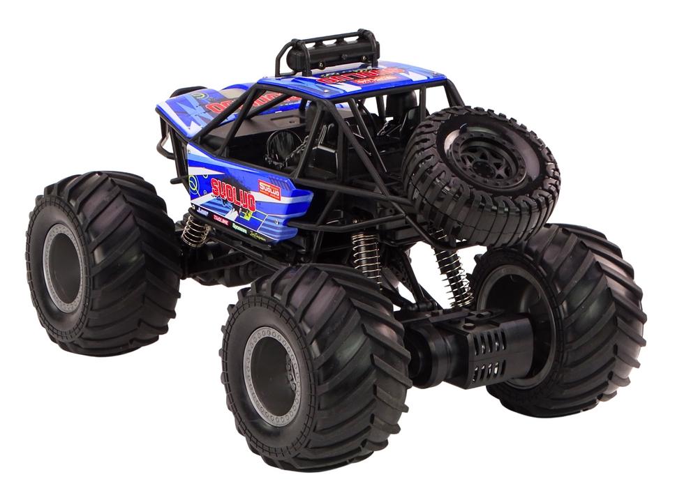 1:8 blå off-road RC-bil med stötdämpare och ljus