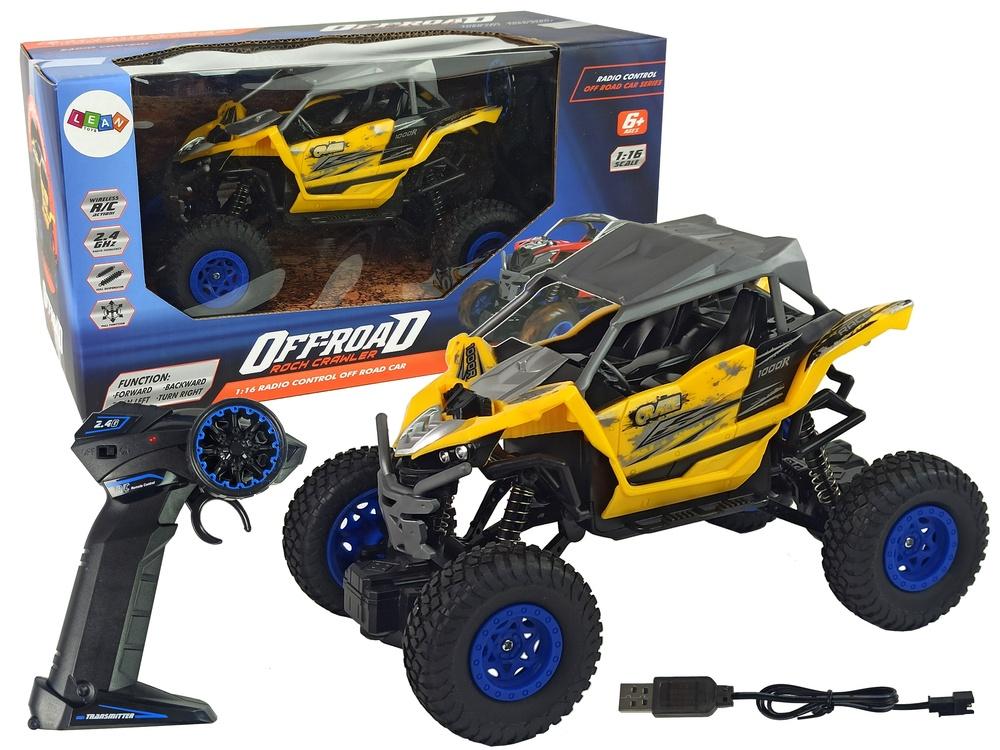 2,4 GHz 1:16 gul off-road RC bil med støddæmpere